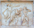 MILAN, ITALY - SEPTEMBER 16, 2024: The detail from facade of Duomo - Expulsion from Paradise 