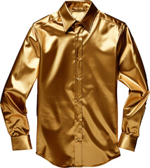 golden shirt,shirt made of golden satin isolated on white or transparent background,transparency
