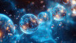 Abstract Cosmic Bubbles in Blue Hues, Universe Concept, Generative AI