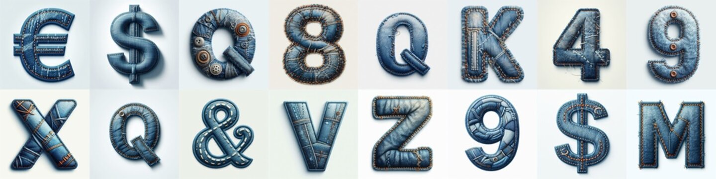 Denim lettering. AI generated illustration