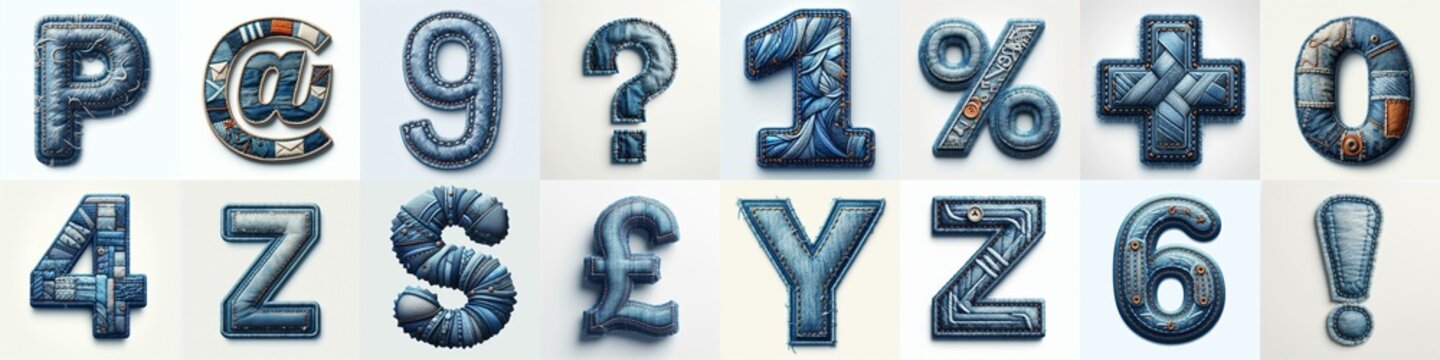 Denim lettering. AI generated illustration