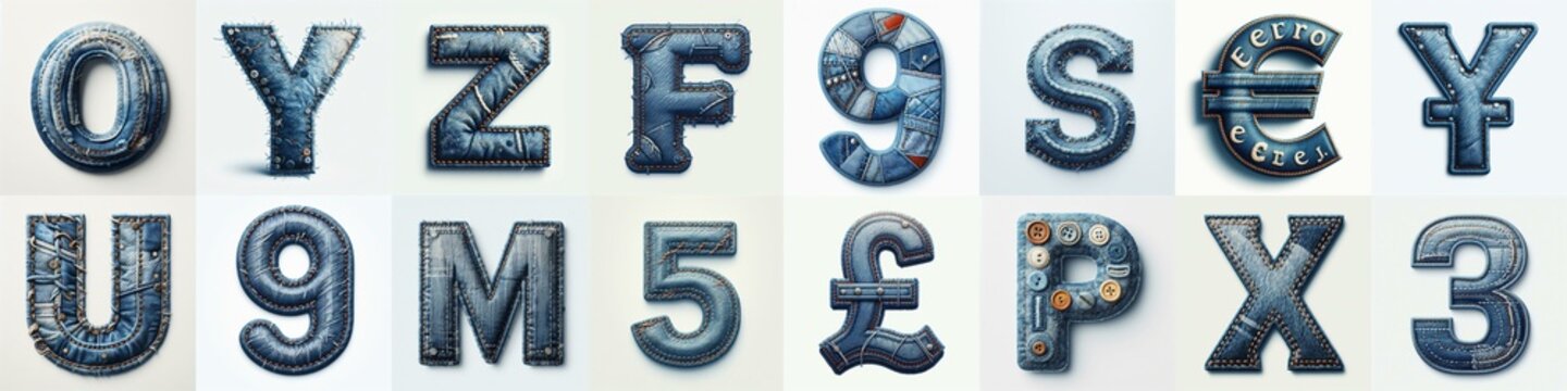 Denim lettering. AI generated illustration