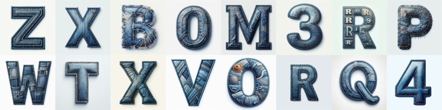 Denim lettering. AI generated illustration