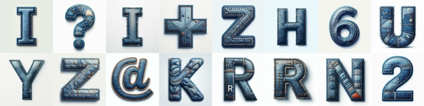 Denim lettering. AI generated illustration