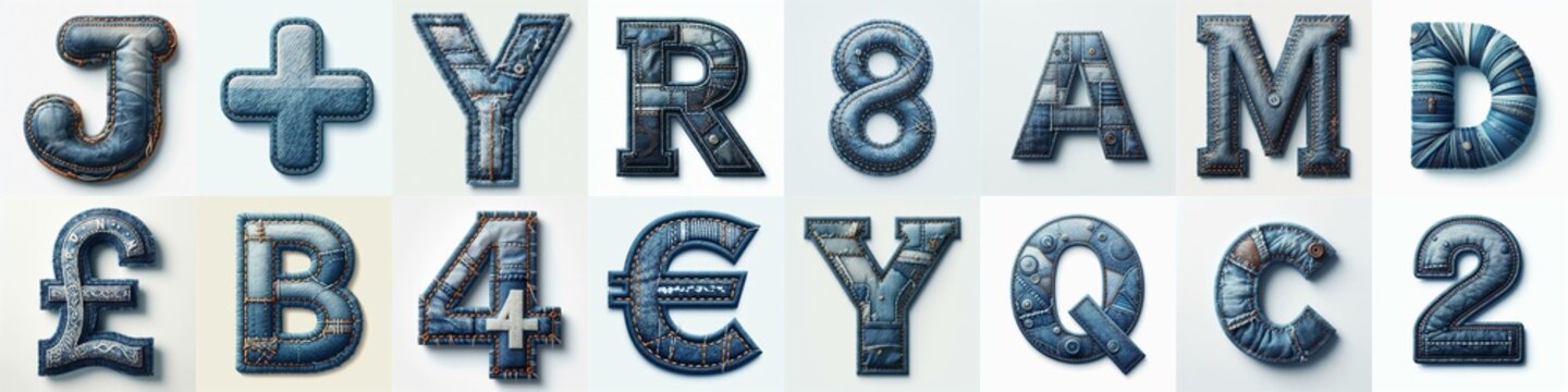 Denim lettering. AI generated illustration