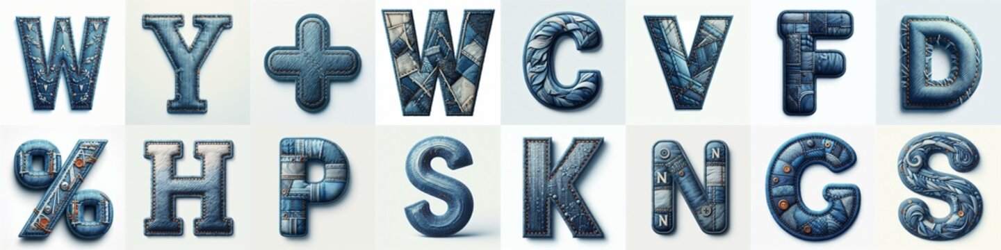 Denim lettering. AI generated illustration