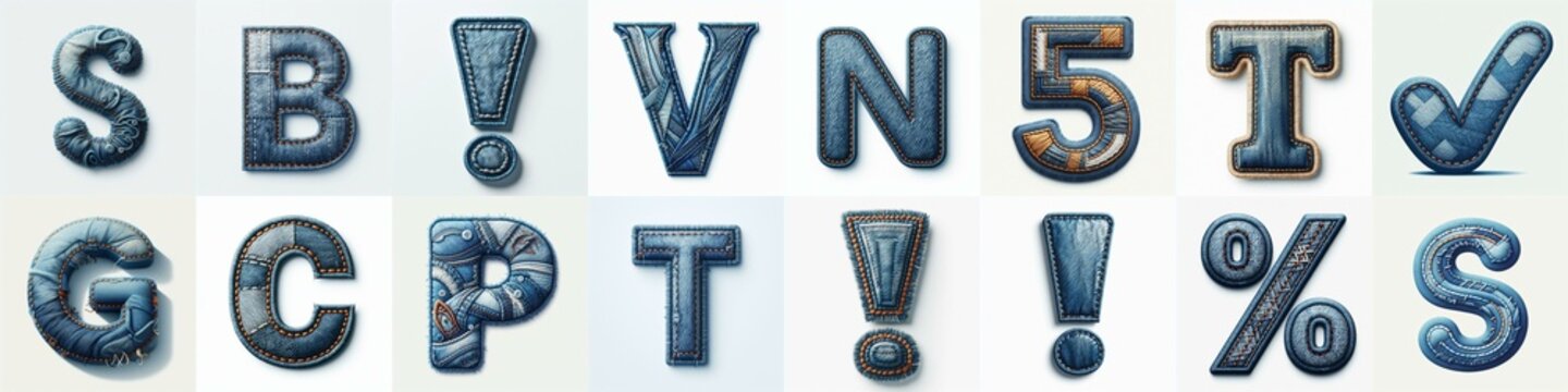 Denim lettering. AI generated illustration