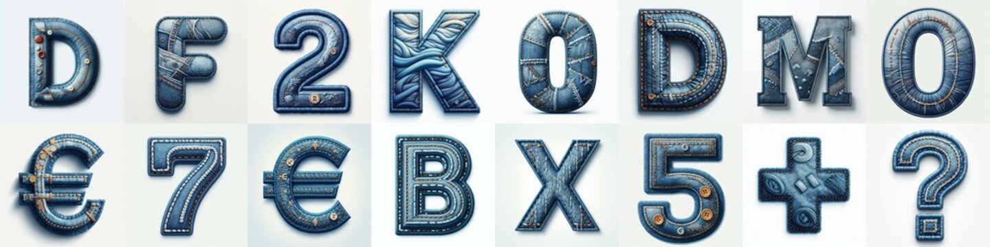 Denim lettering. AI generated illustration