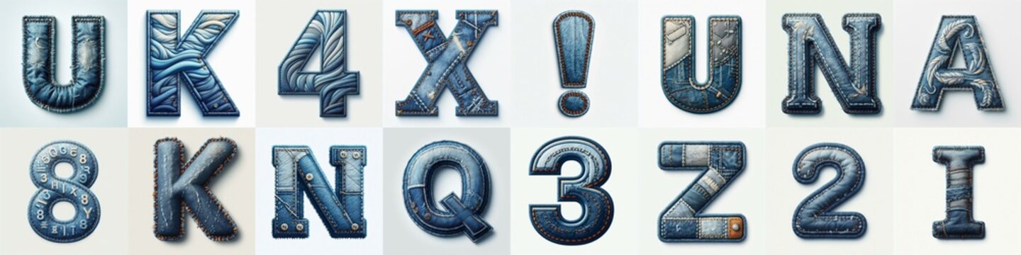 Denim lettering. AI generated illustration