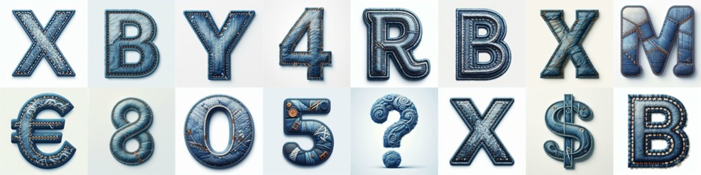 Denim lettering. AI generated illustration