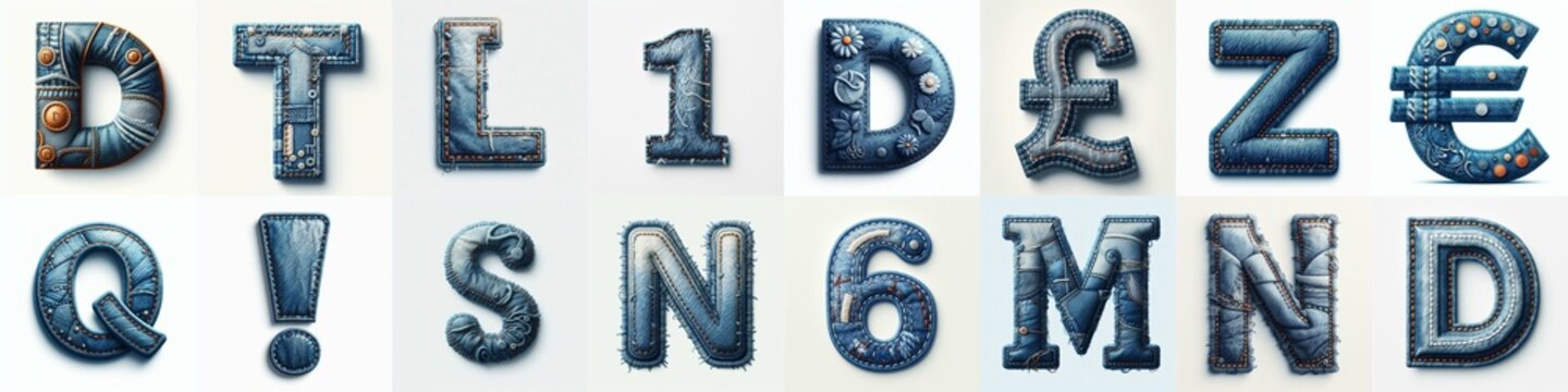 Denim lettering. AI generated illustration