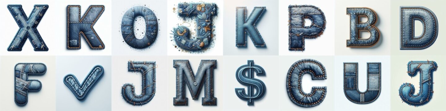 Denim lettering. AI generated illustration