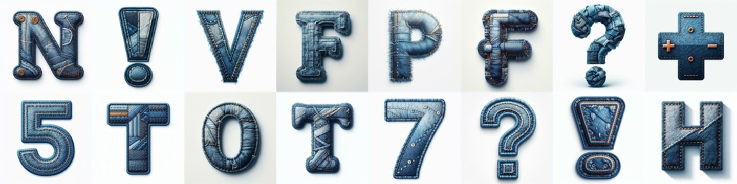 Denim lettering. AI generated illustration