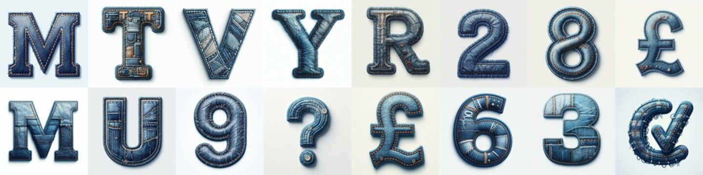 Denim lettering. AI generated illustration