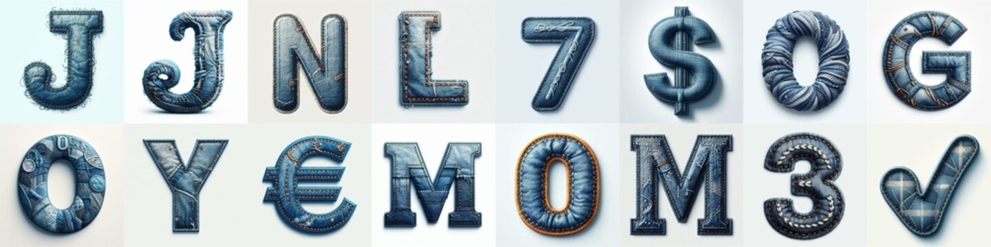 Denim lettering. AI generated illustration
