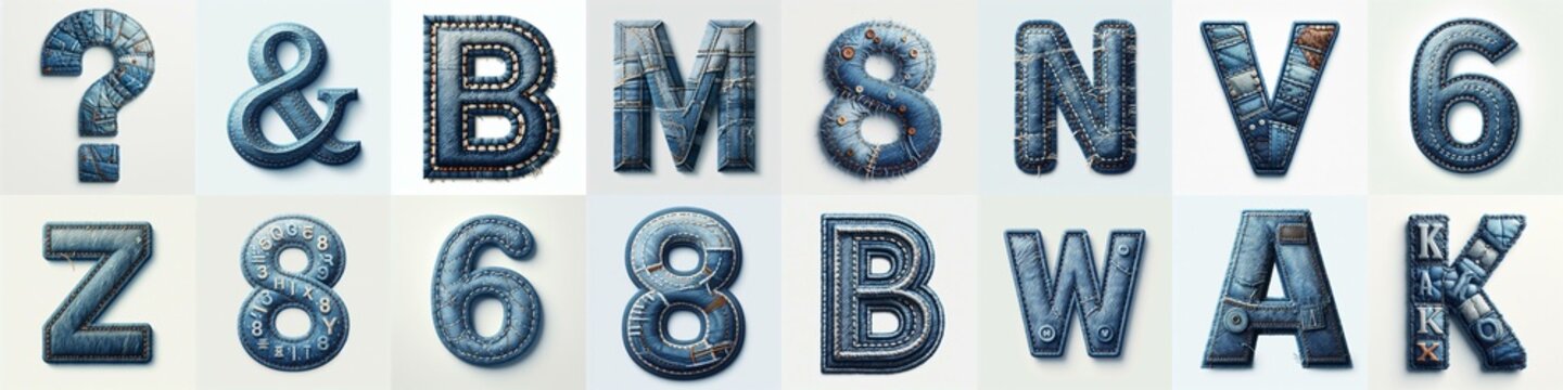 Denim lettering. AI generated illustration