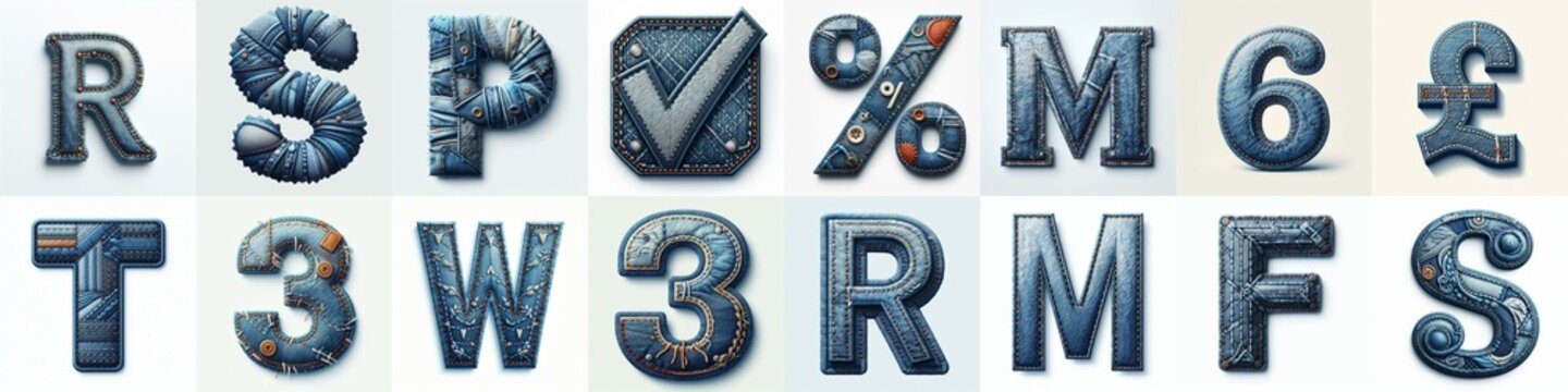 Denim lettering. AI generated illustration