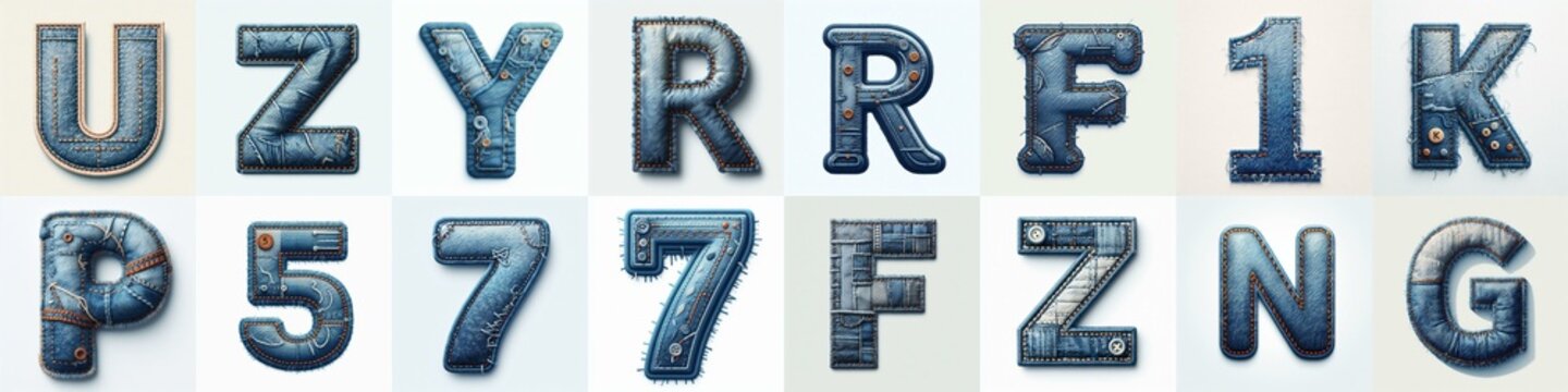 Denim lettering. AI generated illustration