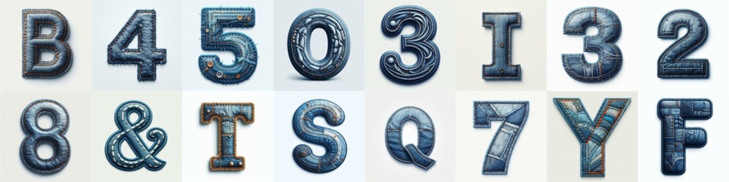 Denim lettering. AI generated illustration