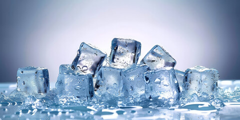 Wall Mural - A pile of ice cubes on white background, 