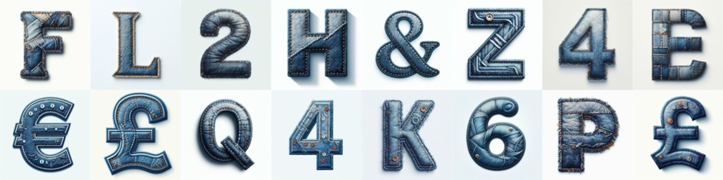 Denim lettering. AI generated illustration