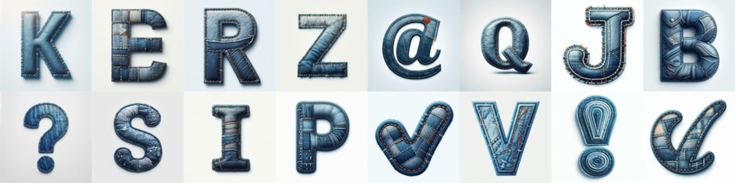 Denim lettering. AI generated illustration