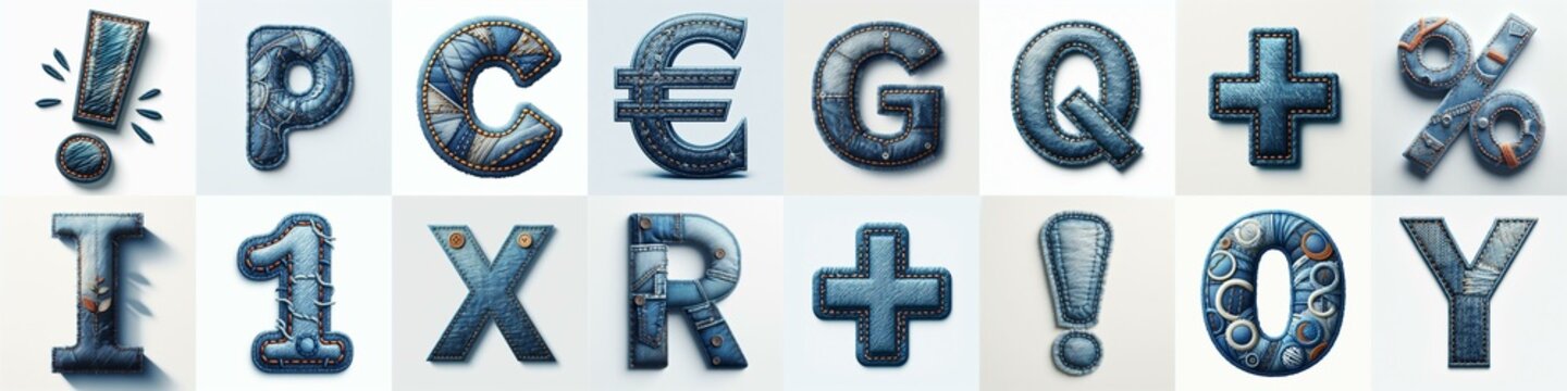 Denim lettering. AI generated illustration