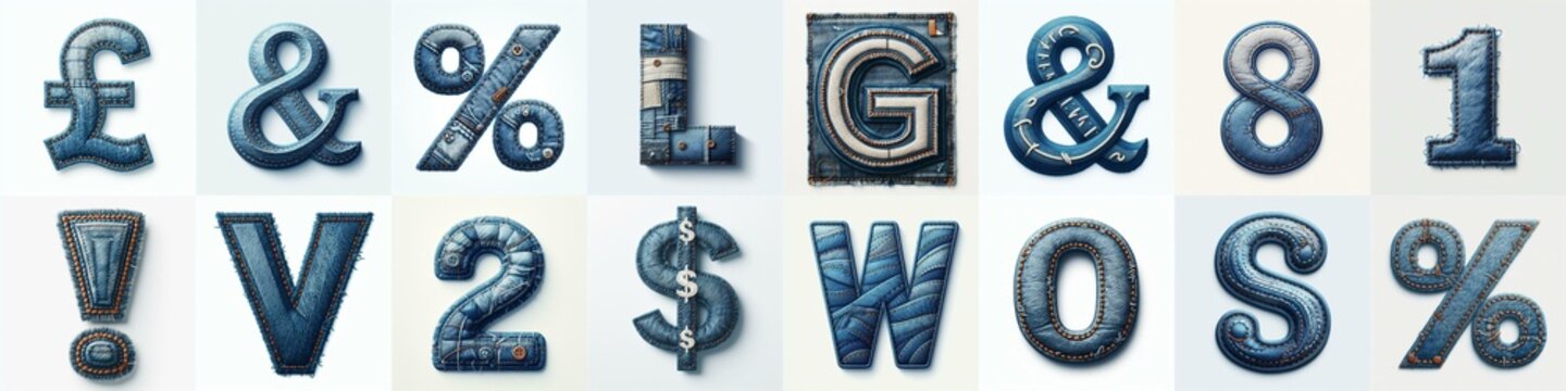 Denim lettering. AI generated illustration