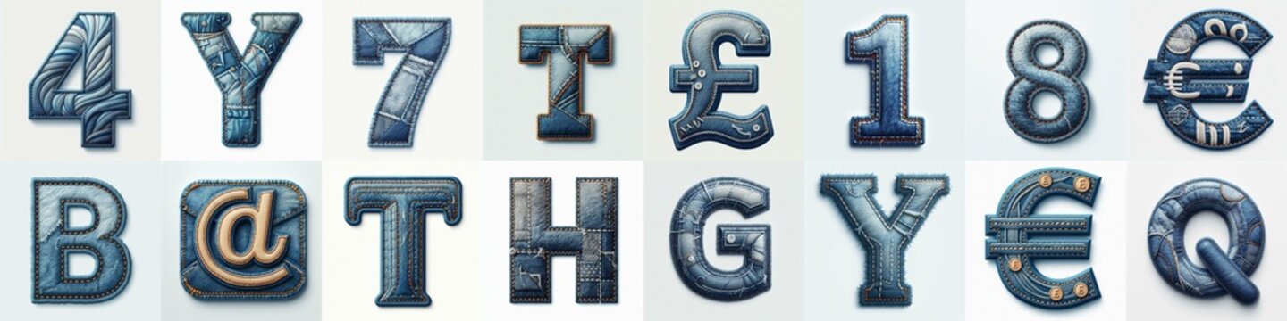 Denim lettering. AI generated illustration