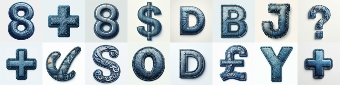 Denim lettering. AI generated illustration