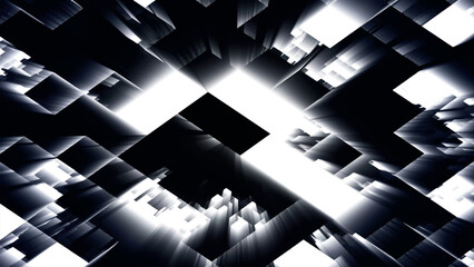 Poster - Abstract pattern, seamless mosaic background. Abstract technology background consisting of glowing blocks. Sci-fi or hi-tech background. Vector illustration