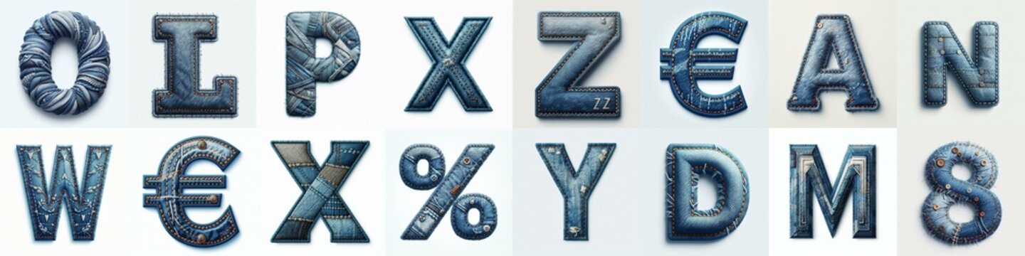 Denim lettering. AI generated illustration