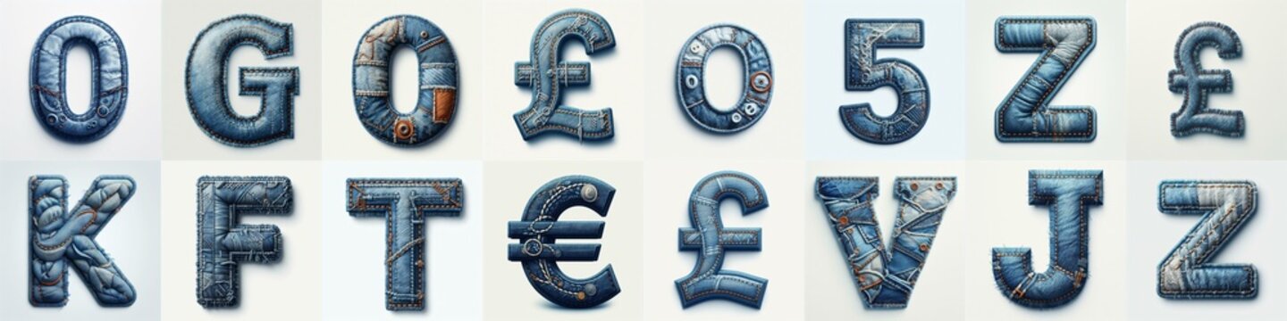 Denim lettering. AI generated illustration