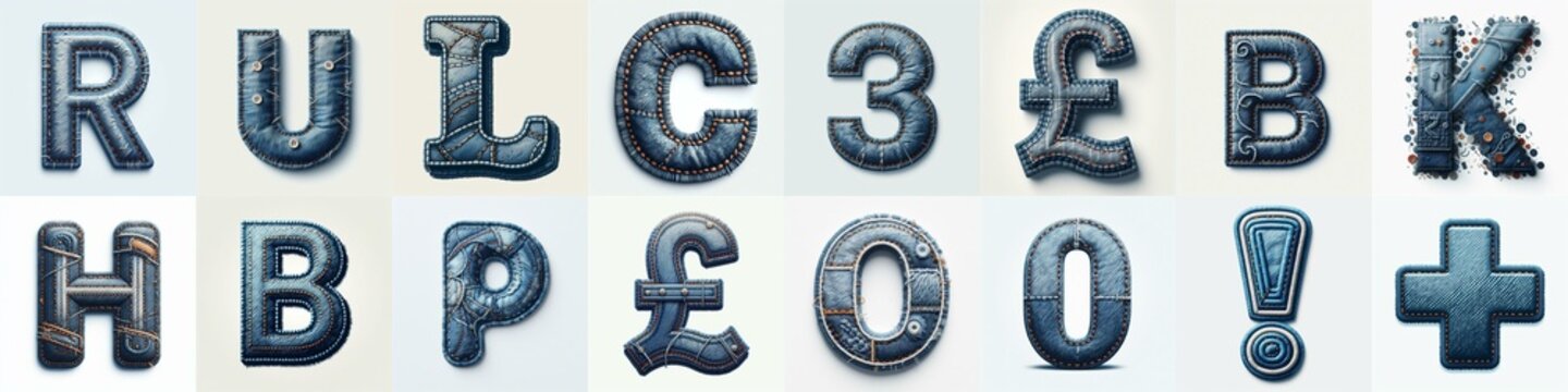 Denim lettering. AI generated illustration
