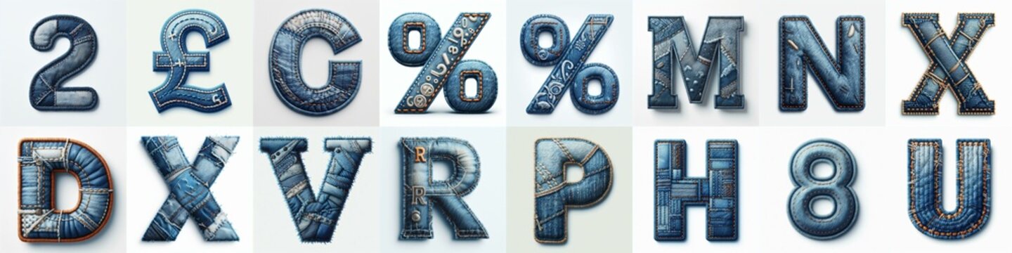 Denim lettering. AI generated illustration