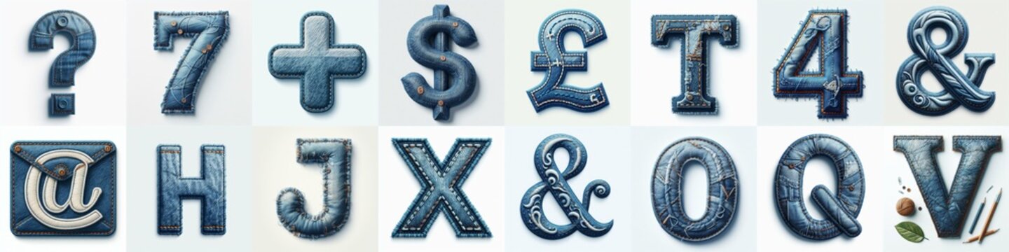 Denim lettering. AI generated illustration