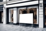 Fototapeta  - window with blank white advertising poster