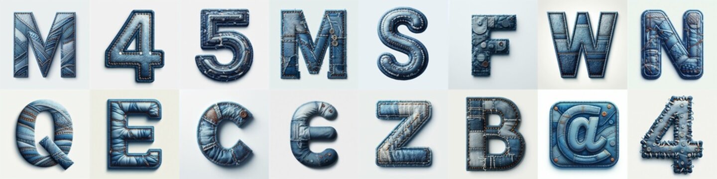 Denim lettering. AI generated illustration