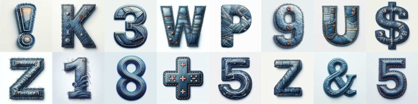 Denim lettering. AI generated illustration