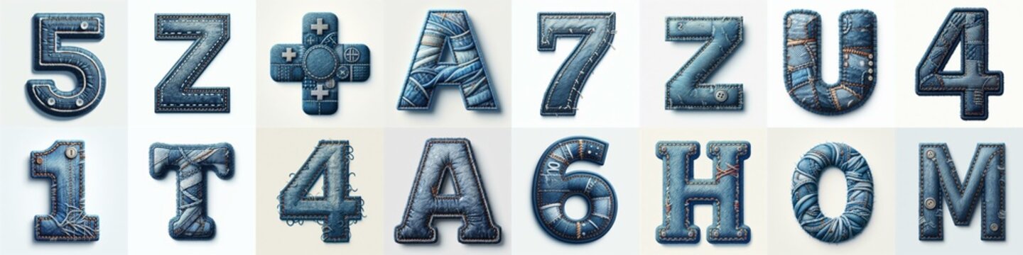Denim lettering. AI generated illustration