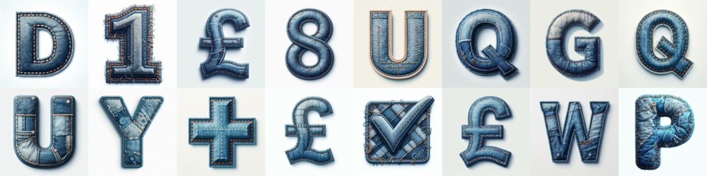 Denim lettering. AI generated illustration