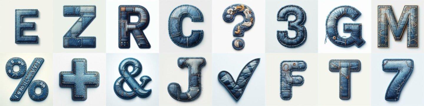 Denim lettering. AI generated illustration