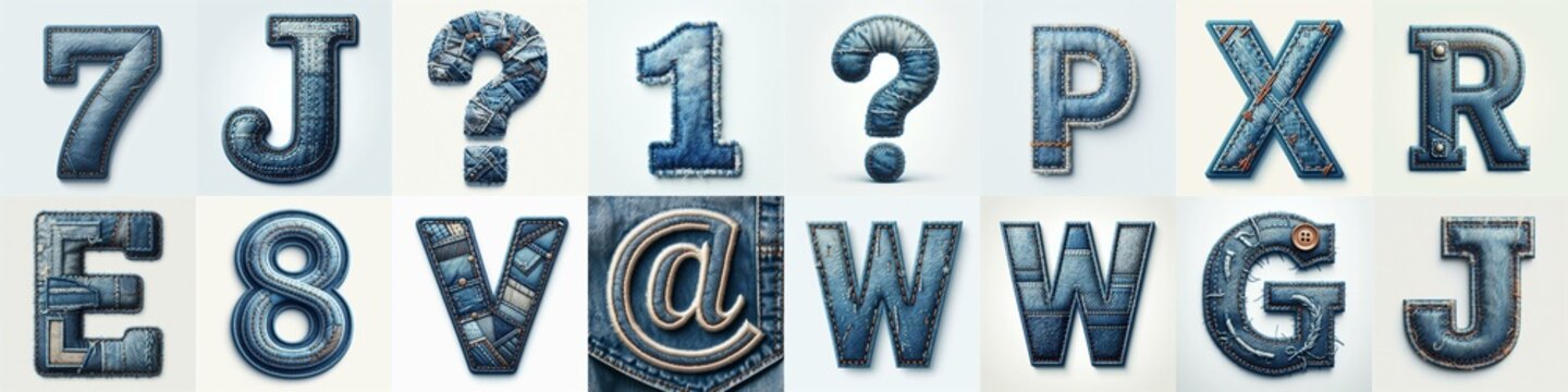 Denim lettering. AI generated illustration