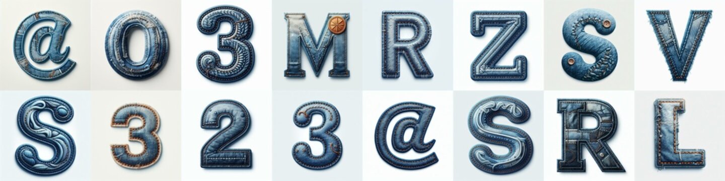 Denim lettering. AI generated illustration
