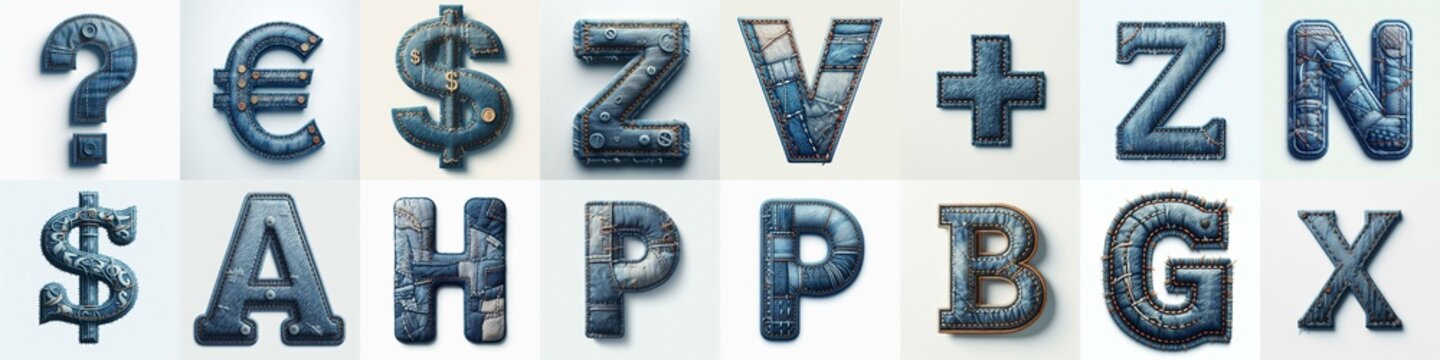 Denim lettering. AI generated illustration