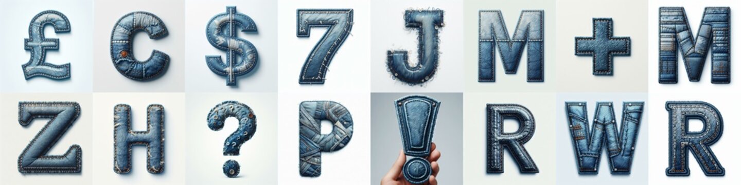 Denim lettering. AI generated illustration