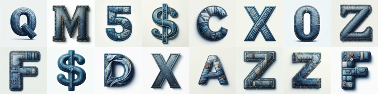 Denim lettering. AI generated illustration