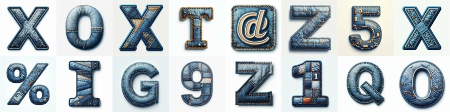 Denim lettering. AI generated illustration