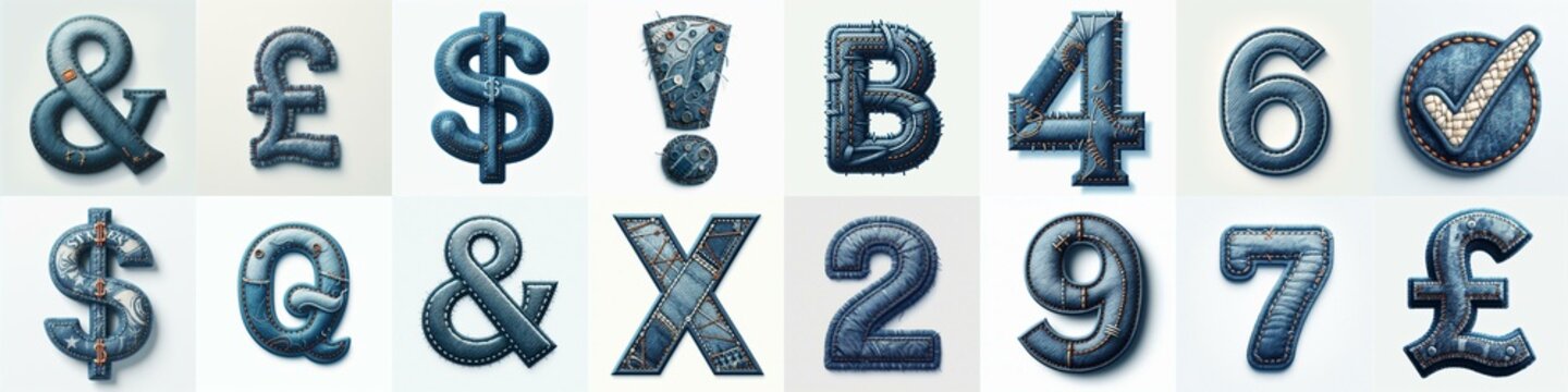 Denim lettering. AI generated illustration
