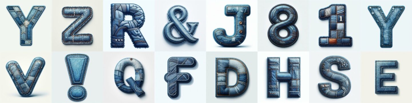 Denim lettering. AI generated illustration